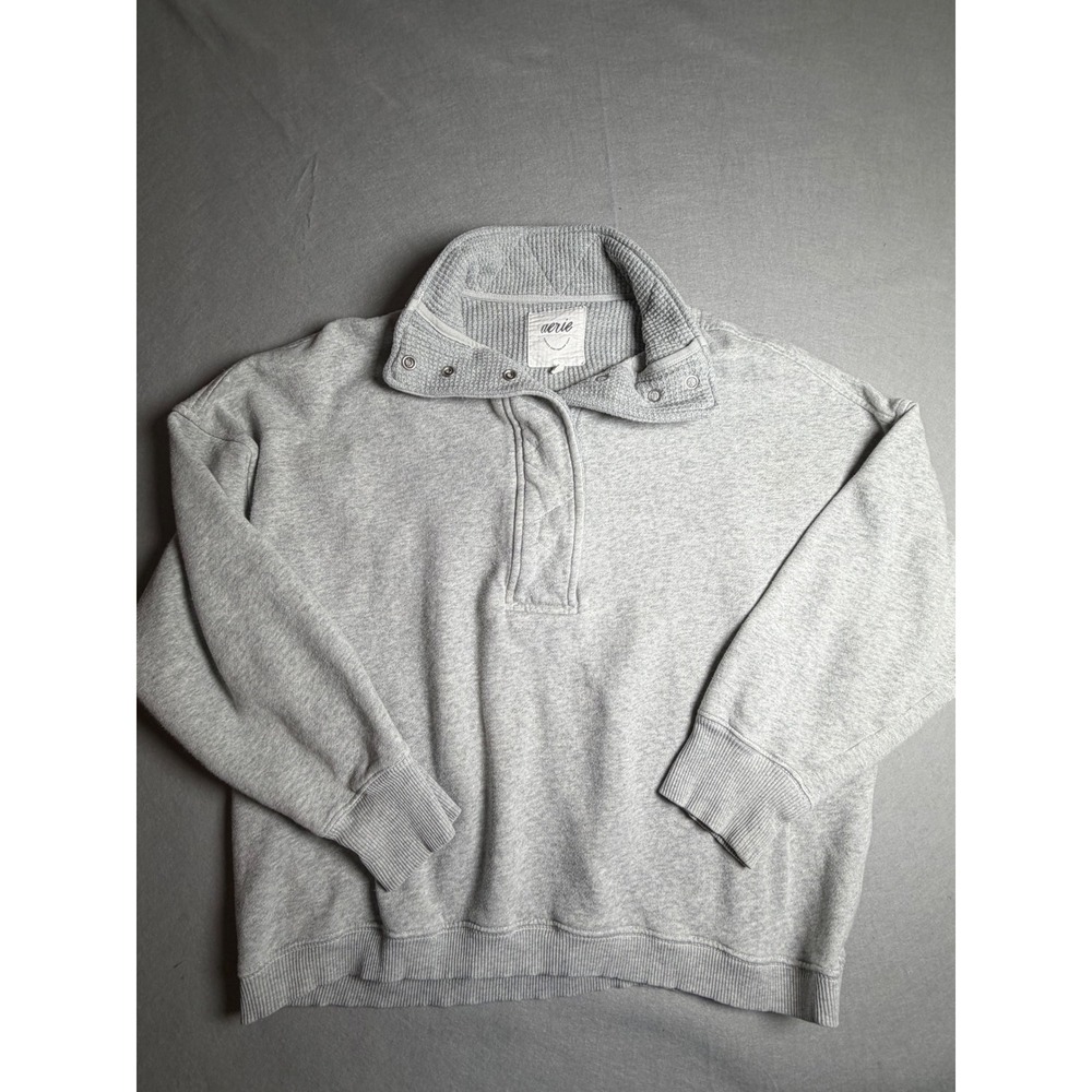 Aerie Heather Gray Quarter Snap Pullover Sweatshirt Relaxed Fit Medium